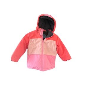 Pulse Girls Pink Coral Colorblock Hooded Puffer Winter Jacket Size 3 Insulated